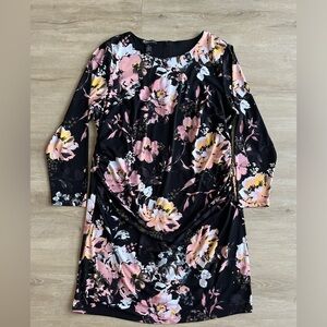 INC International Concepts Peony Garden Floral Bodycon Dress Black Size 2X